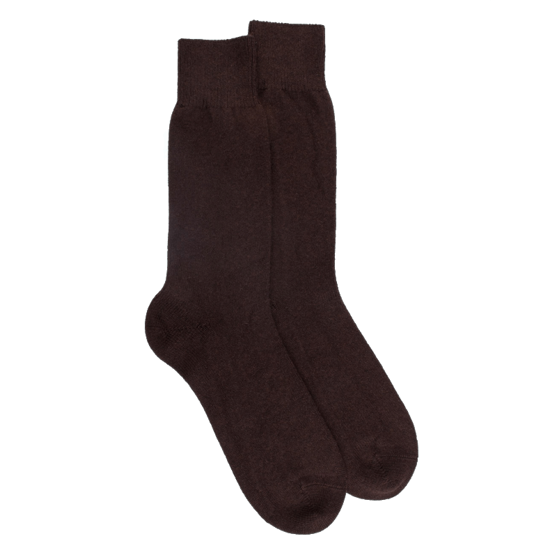 doré doré Chaussettes homme en laine et cachemire - Marron Chocolat
