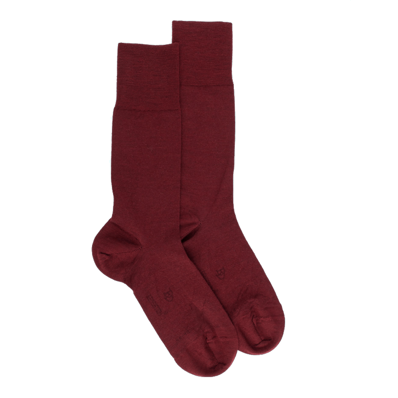 doré doré Chaussettes homme en laine et coton - Rouge pommard