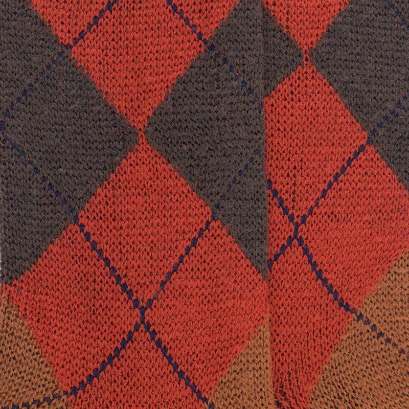 Doré Doré Chaussettes Homme En Laine Mérinos à Motif à Losanges - Orange Henné & Orange écureuil
