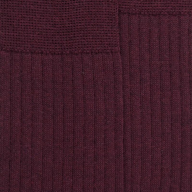 Doré Doré Chaussettes Homme En Laine Mérinos Côtelées - Aubergine