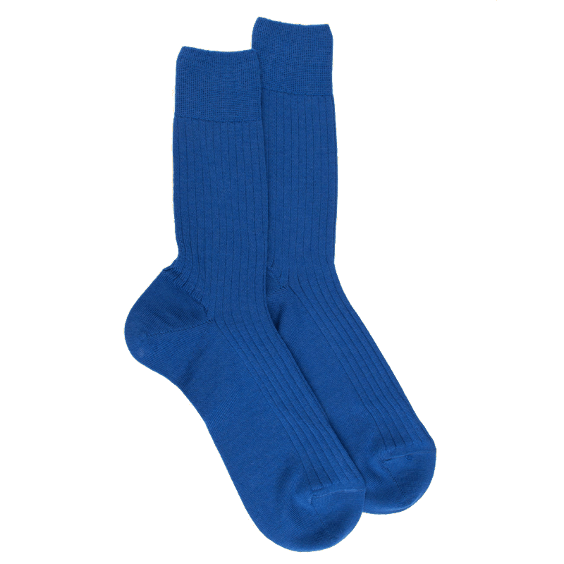 doré doré Chaussettes homme en laine mérinos côtelées - Bleu France