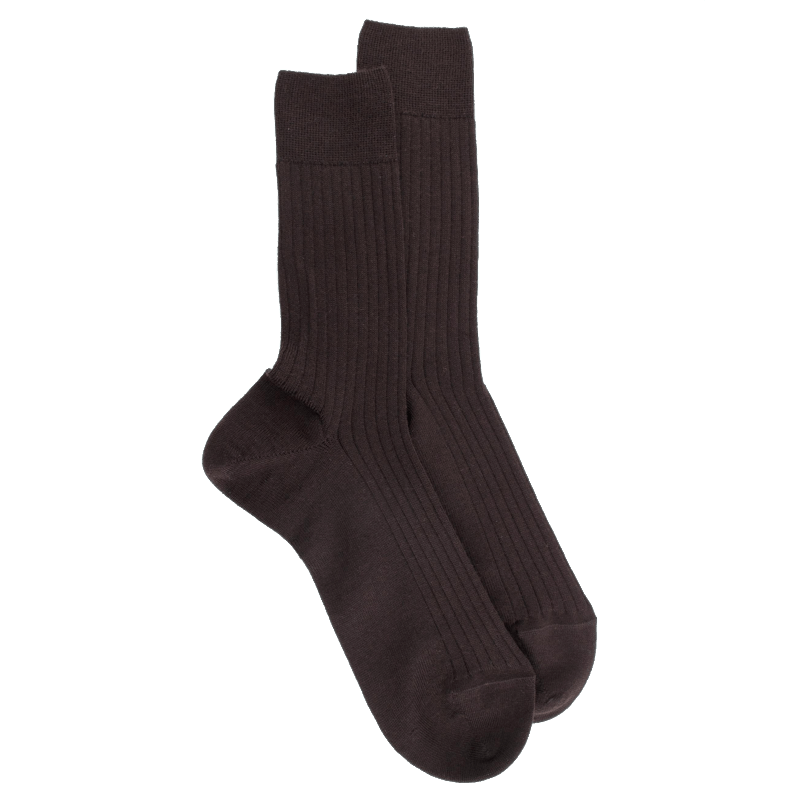 doré doré Chaussettes homme en laine mérinos côtelées - Marron