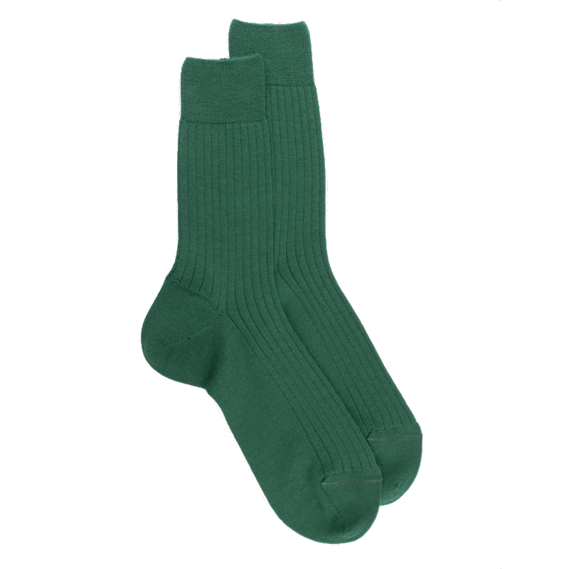 doré doré Chaussettes homme en laine mérinos côtelées - Vert chlorophyle