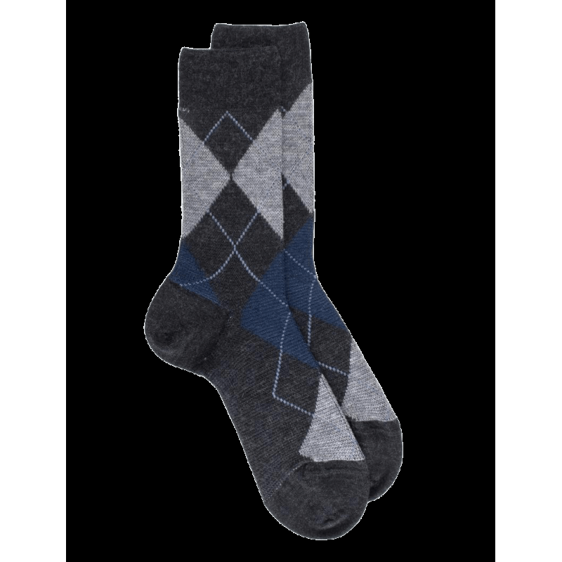 doré doré Chaussettes homme en laine mérinos et motifs jacquard à losanges - Gris anthracite