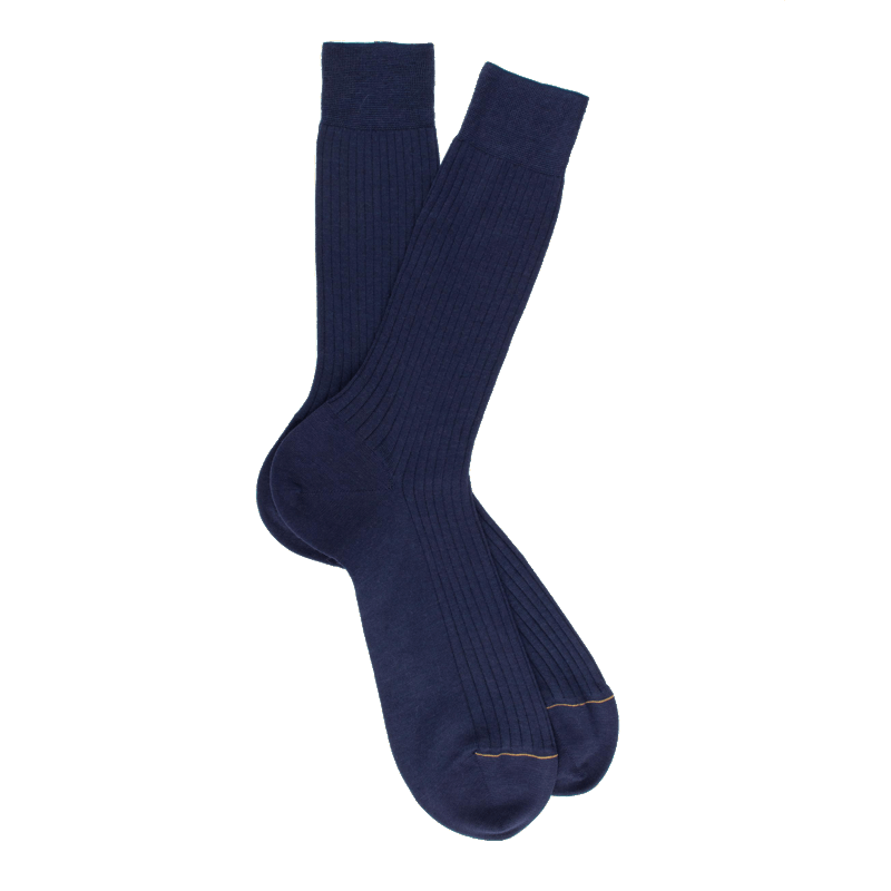 doré doré Chaussettes homme en laine mérinos extra fine - Bleu Caban