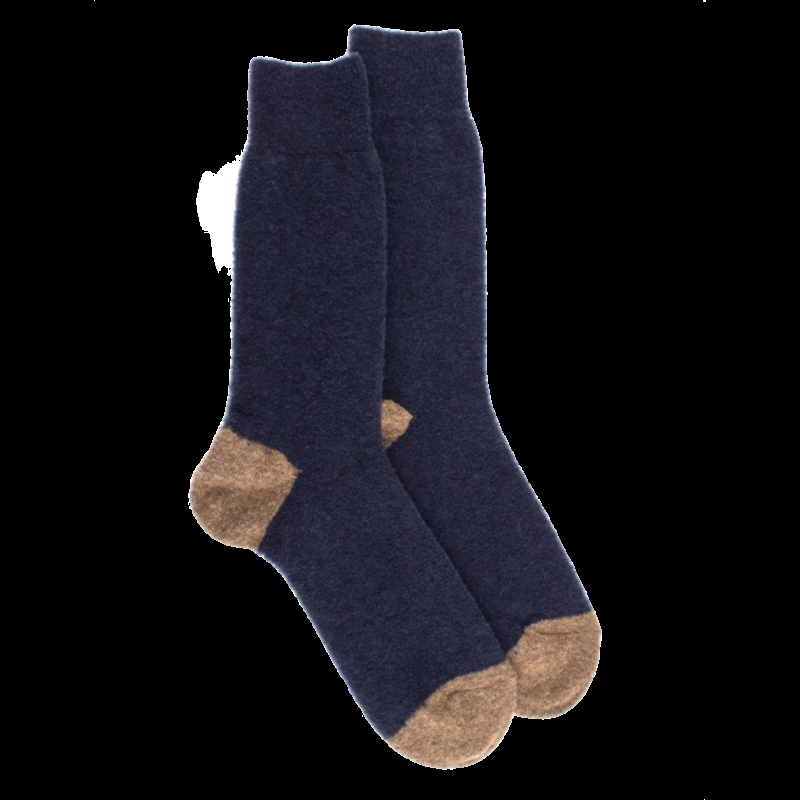 doré doré Chaussettes homme en laine polaire - Bleu marine & seigle