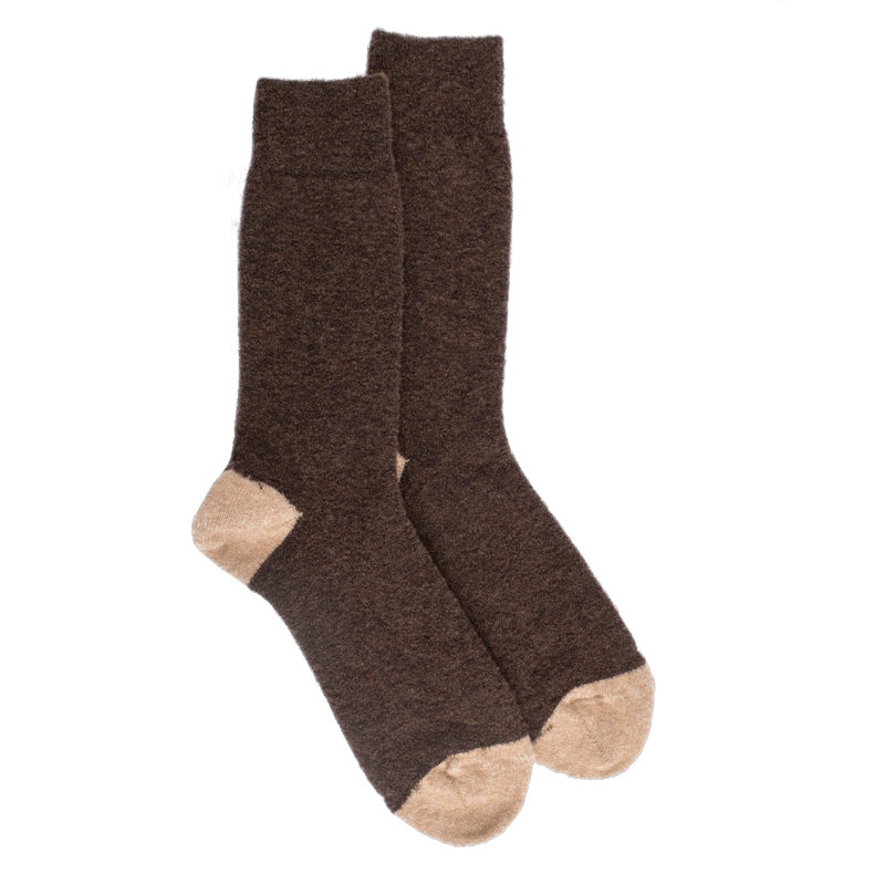 doré doré Chaussettes homme en laine polaire - Couleur café & Beige Désert