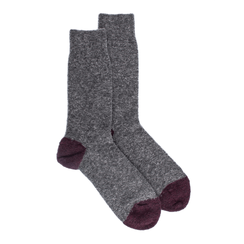 doré doré Chaussettes homme en laine polaire - Gris oxford & Bordeaux