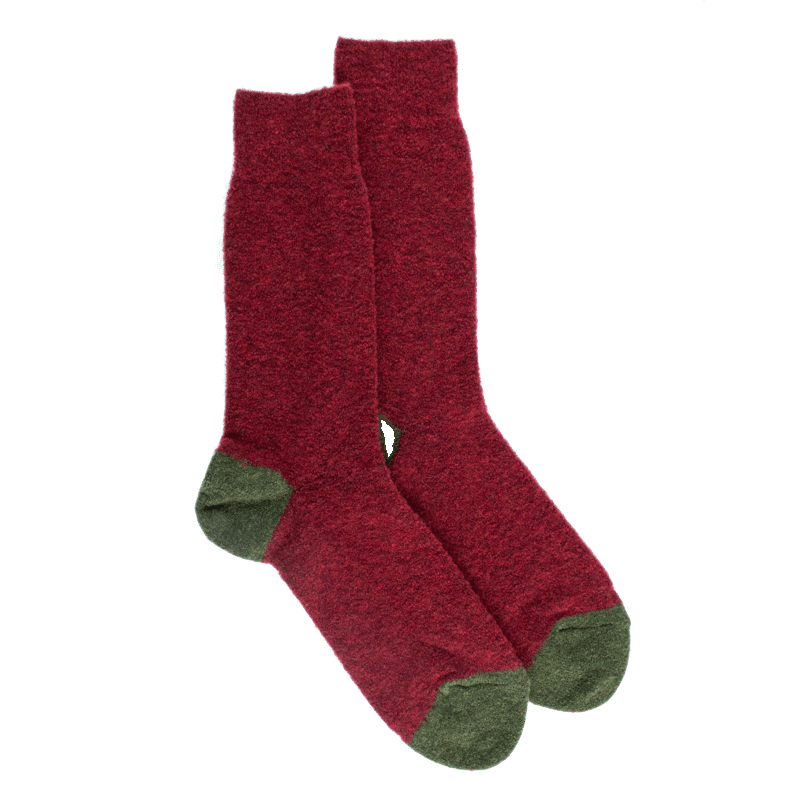 doré doré Chaussettes homme en laine polaire - Rouge pommard & Vert Campagne