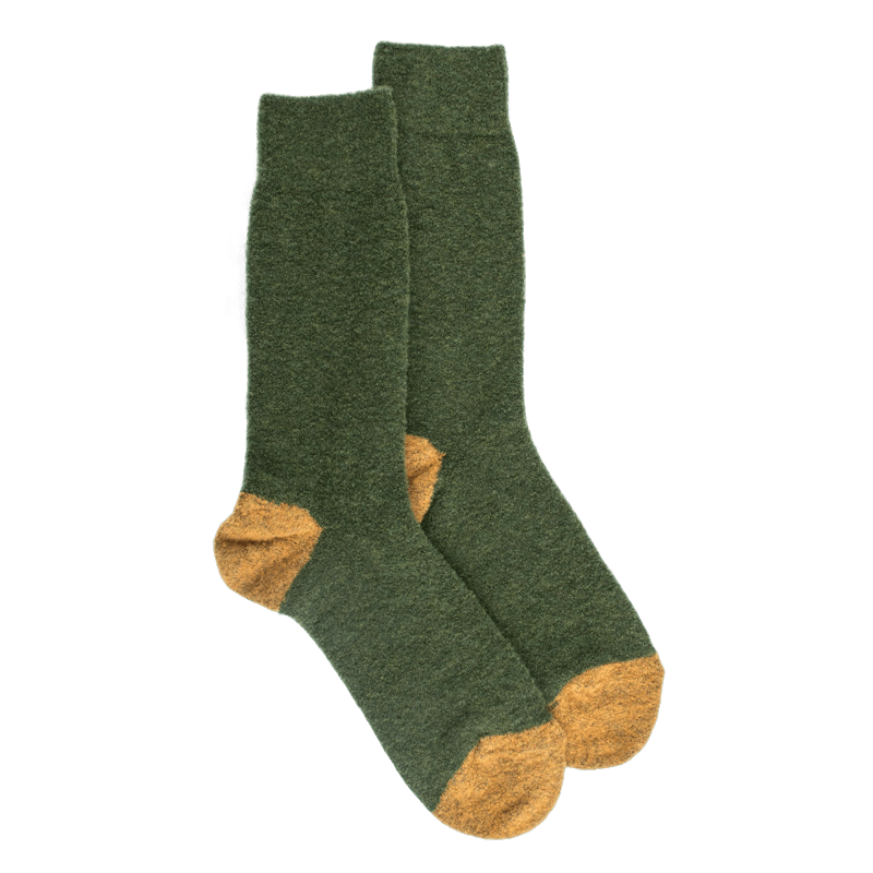 doré doré Chaussettes homme en laine polaire - Vert Campagne & Jaune Pissenlit