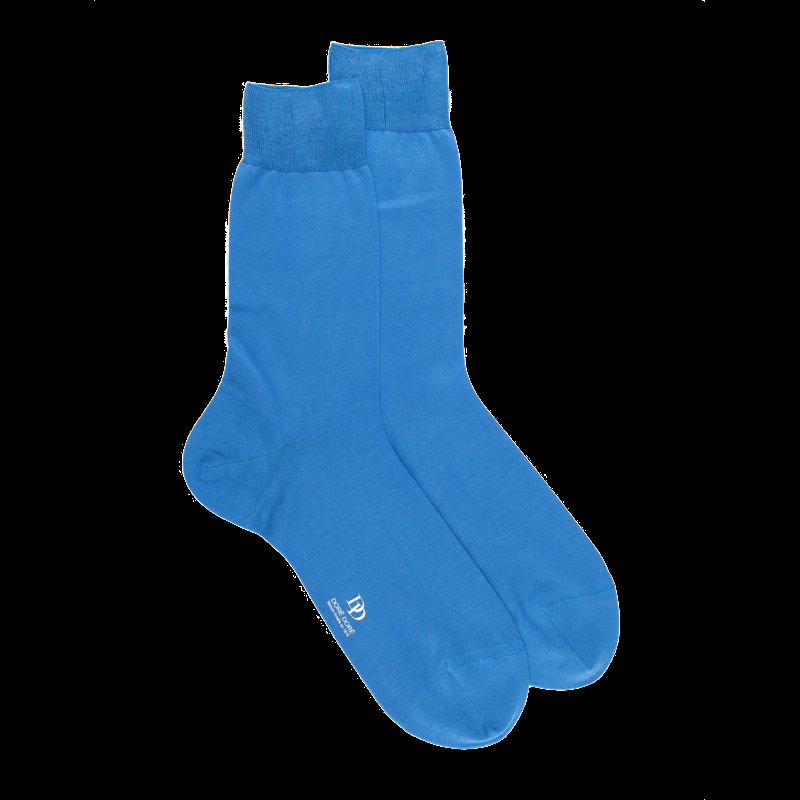 doré doré Chaussettes homme fines 100% fil d'Écosse - Bleu Bassin