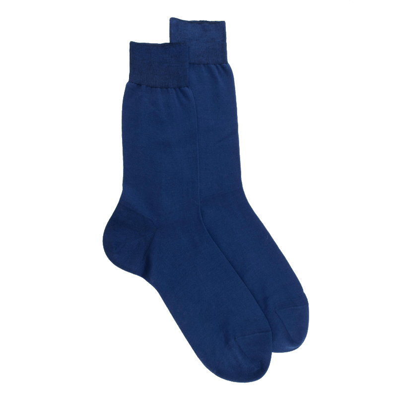 doré doré Chaussettes homme fines 100% fil d'Écosse - Bleu Voilier