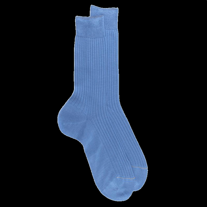 doré doré Chaussettes homme fines à côtes en fil d'Écosse - Bleu Macadam