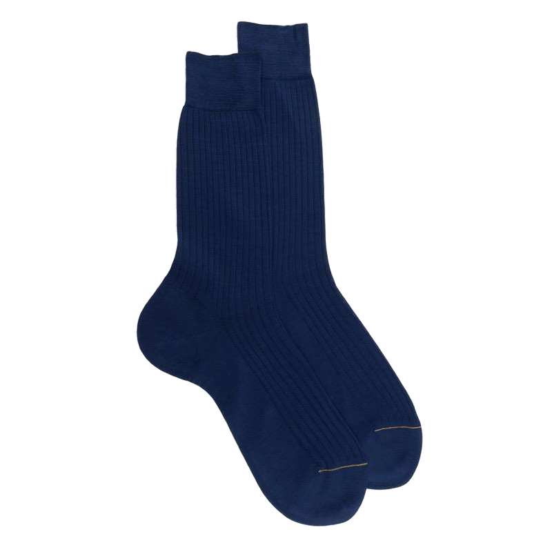 doré doré Chaussettes homme fines à côtes en fil d'Écosse - Bleu Voilier