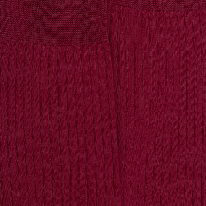 Doré Doré Chaussettes Homme Fines à Côtes En Fil D'Écosse - Framboise
