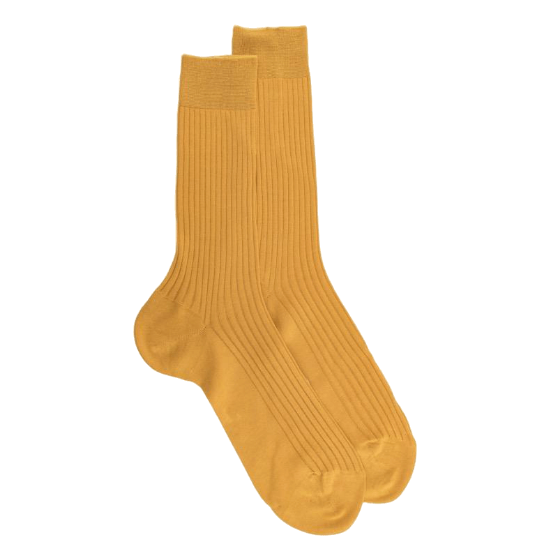 Doré Doré Chaussettes Homme Fines à Côtes En Fil D'Écosse - Jaune Pissenlit