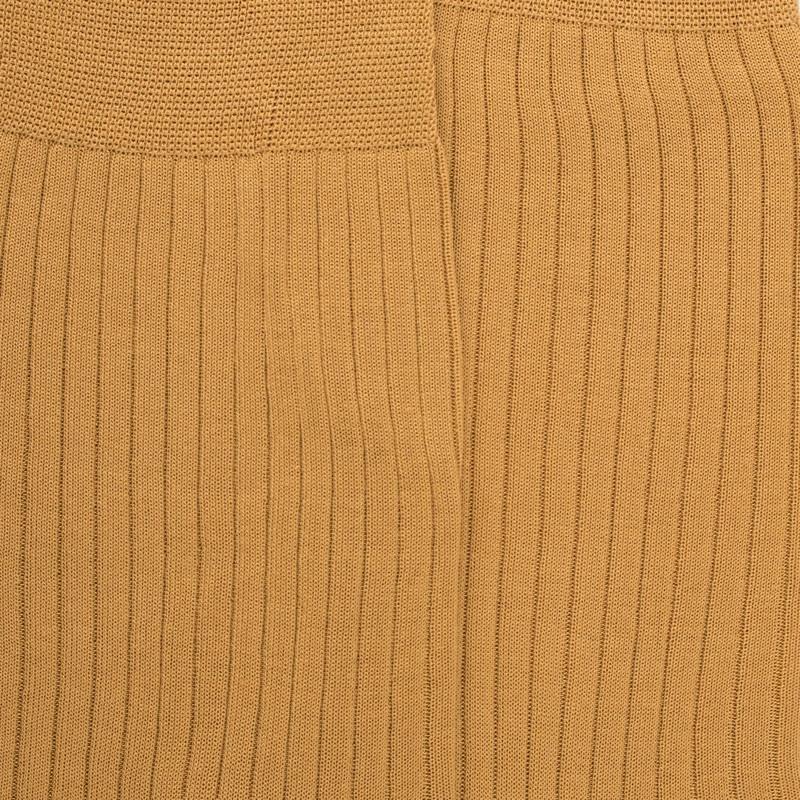 Doré Doré Chaussettes Homme Fines à Côtes En Fil D'Écosse - Laiton
