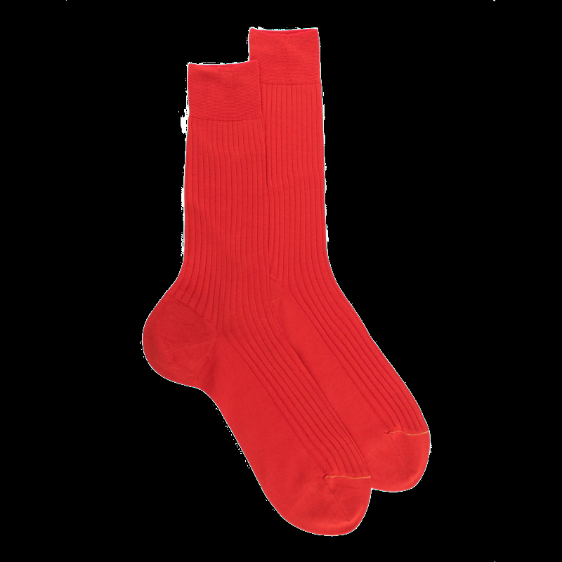 Doré Doré Chaussettes Homme Fines à Côtes En Fil D'Écosse - Orange Minium
