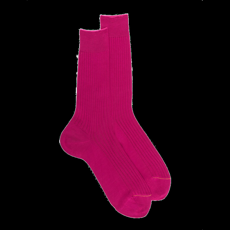 Doré Doré Chaussettes Homme Fines à Côtes En Fil D'Écosse - Rose Flamboyant