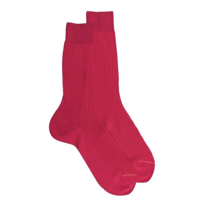 doré doré Chaussettes homme fines à côtes en fil d'Écosse - Rouge Cerise