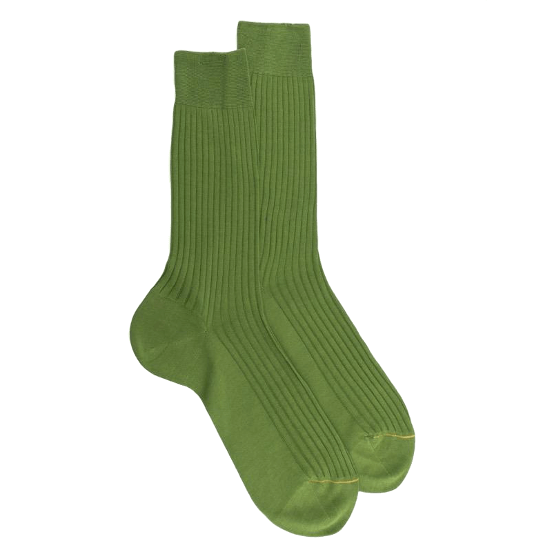 doré doré Chaussettes homme fines à côtes en fil d'Écosse - Vert Campagne