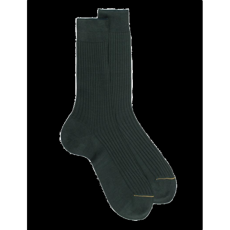 doré doré Chaussettes homme fines à côtes en fil d'Écosse - Vert thym