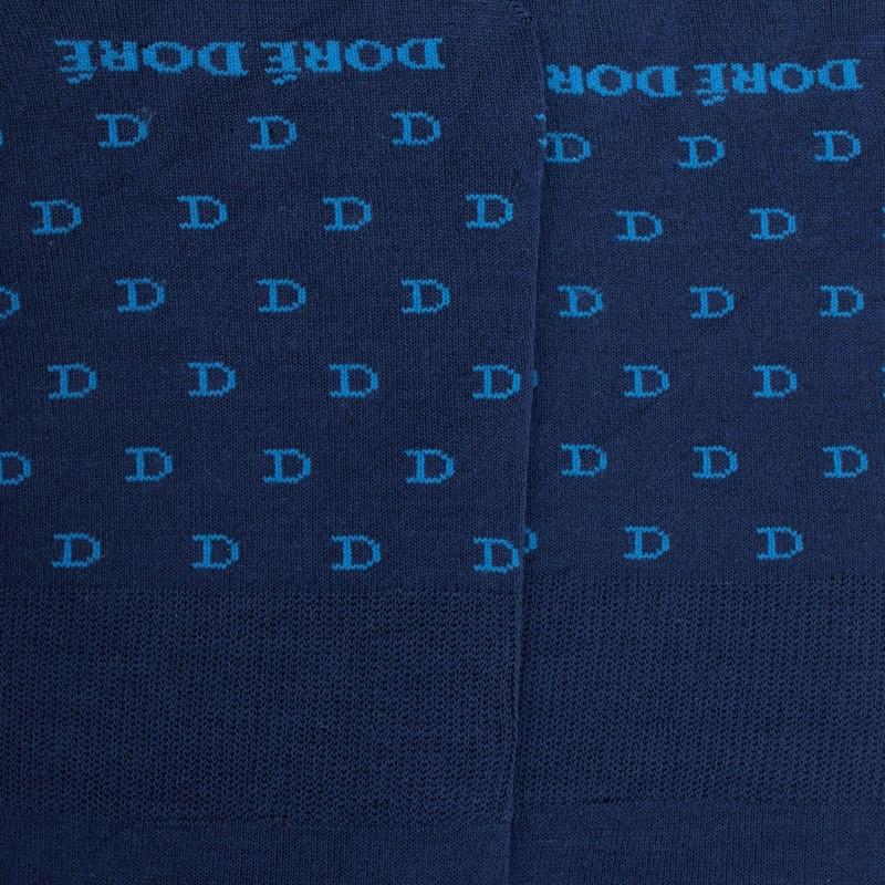 Doré Doré Chaussettes Homme Invisibles En Fil D'Écosse à Motifs "DD" - Bleu Voilier