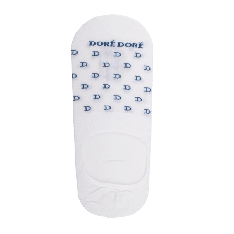 Doré Doré Chaussettes Homme Invisibles En Fil D'Écosse à Motifs "DD" - Blanc
