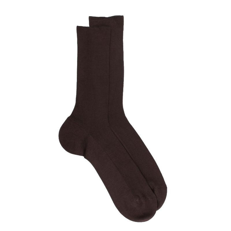 doré doré Chaussettes homme jambe sensible sans bord élastique en fil d'Ecosse - Marron
