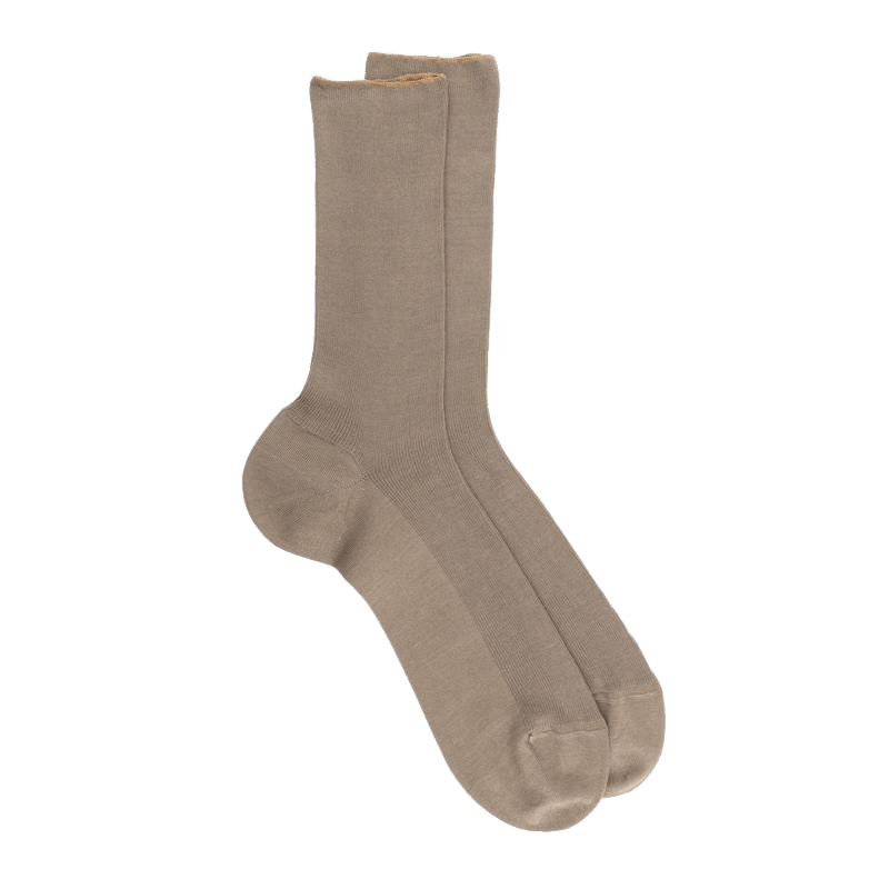 Doré Doré Chaussettes Homme Jambe Sensible Sans Bord élastique En Fil D'Ecosse - Terre Kaki