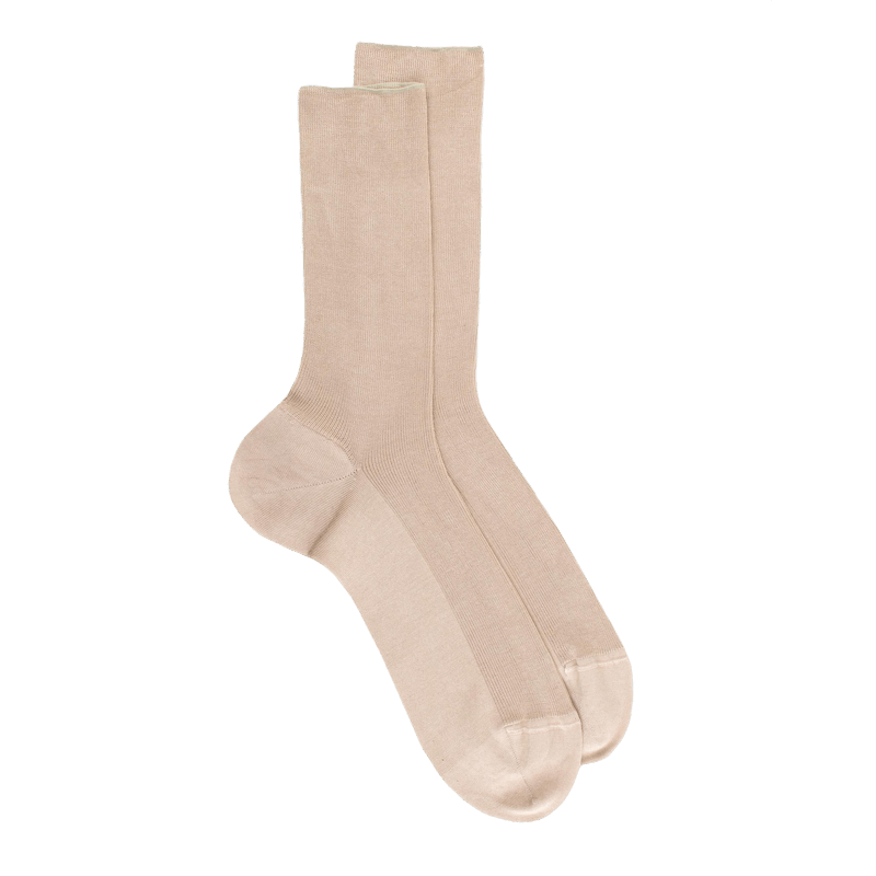 Doré Doré Chaussettes Homme Jambe Sensible Sans Bord élastique En Fil D'Ecosse - Beige