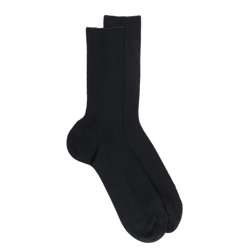 doré doré Chaussettes homme jambe sensible sans bord élastique en fil d'Ecosse - Noir
