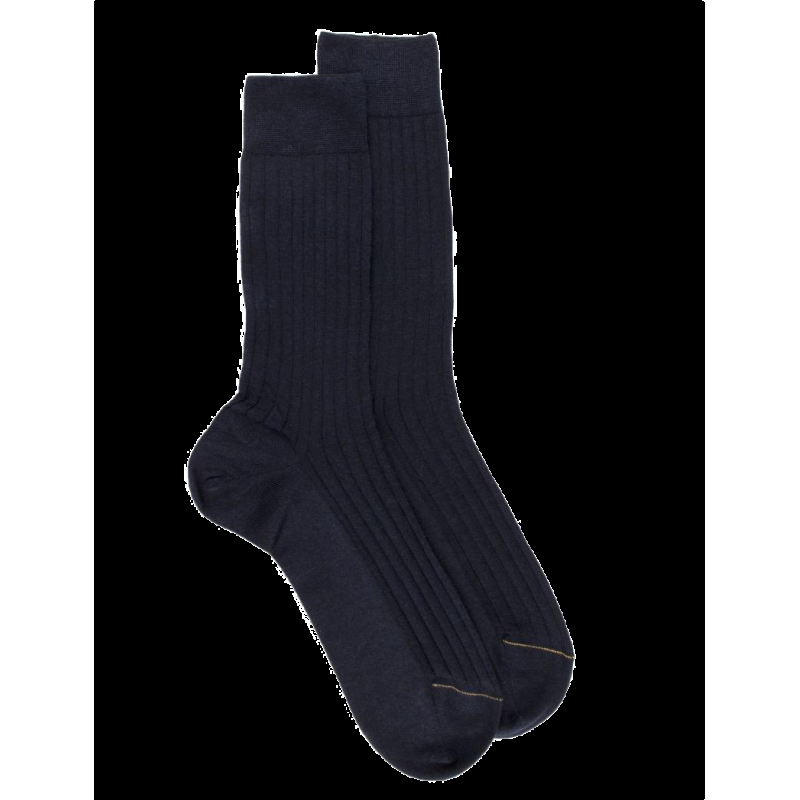doré doré Chaussettes Homme luxe en cachemire et soie - Bleu foncé
