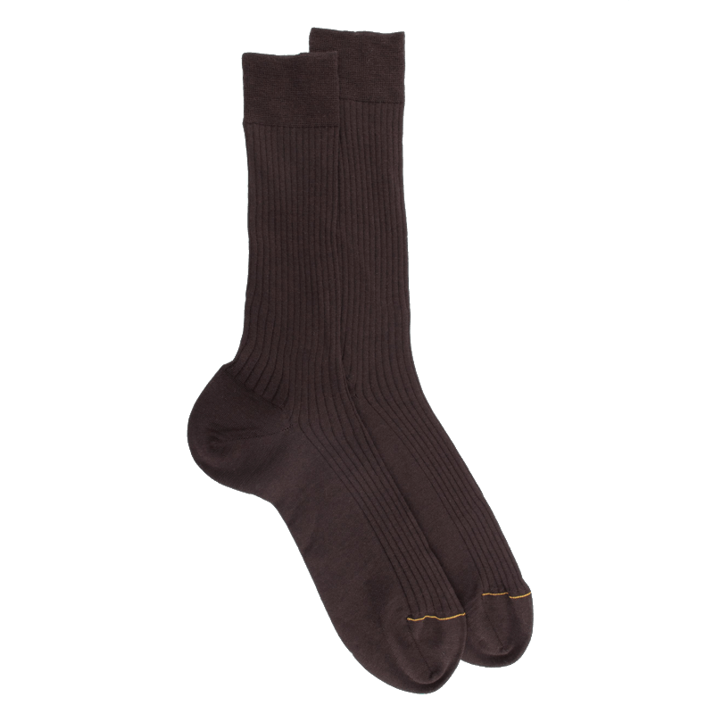 doré doré Chaussettes Homme luxe en laine mérinos extra fine - Chocolat