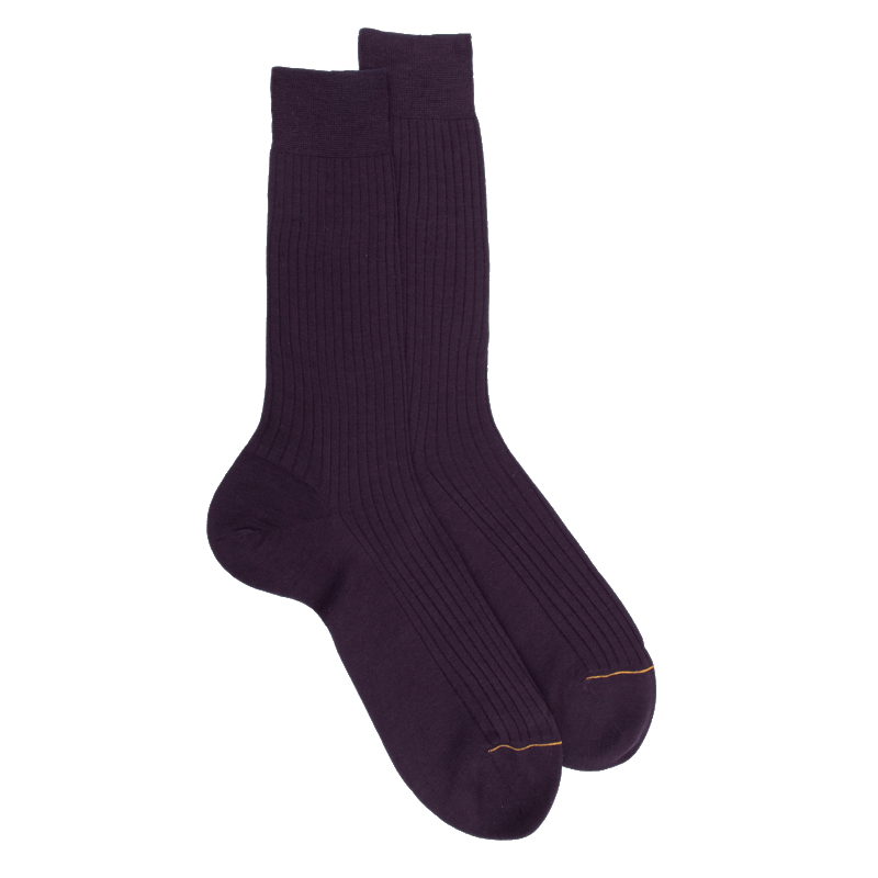 Doré Doré Chaussettes Homme Luxe En Laine Mérinos Extra Fine - Violet Foncé