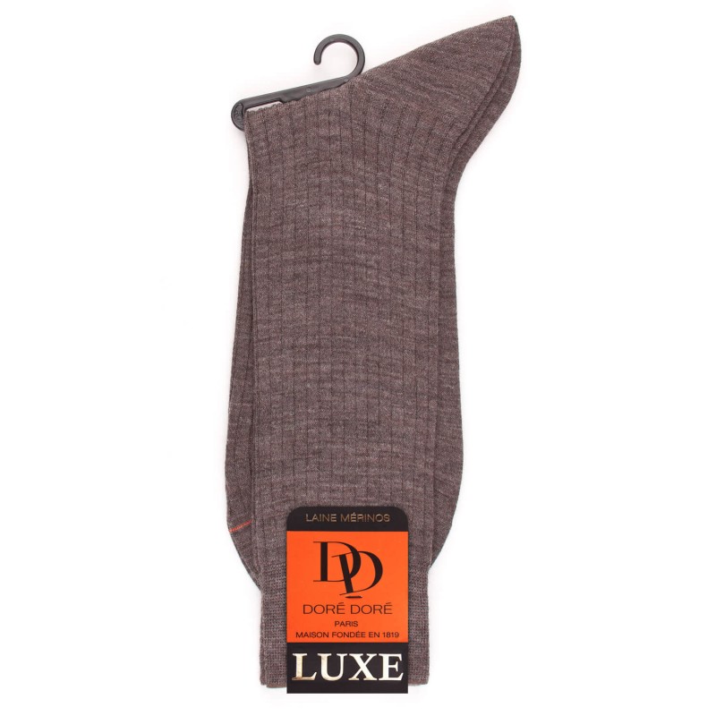 Doré Doré Chaussettes Homme Luxe En Laine Mérinos Extra Fine - Brun Loutre