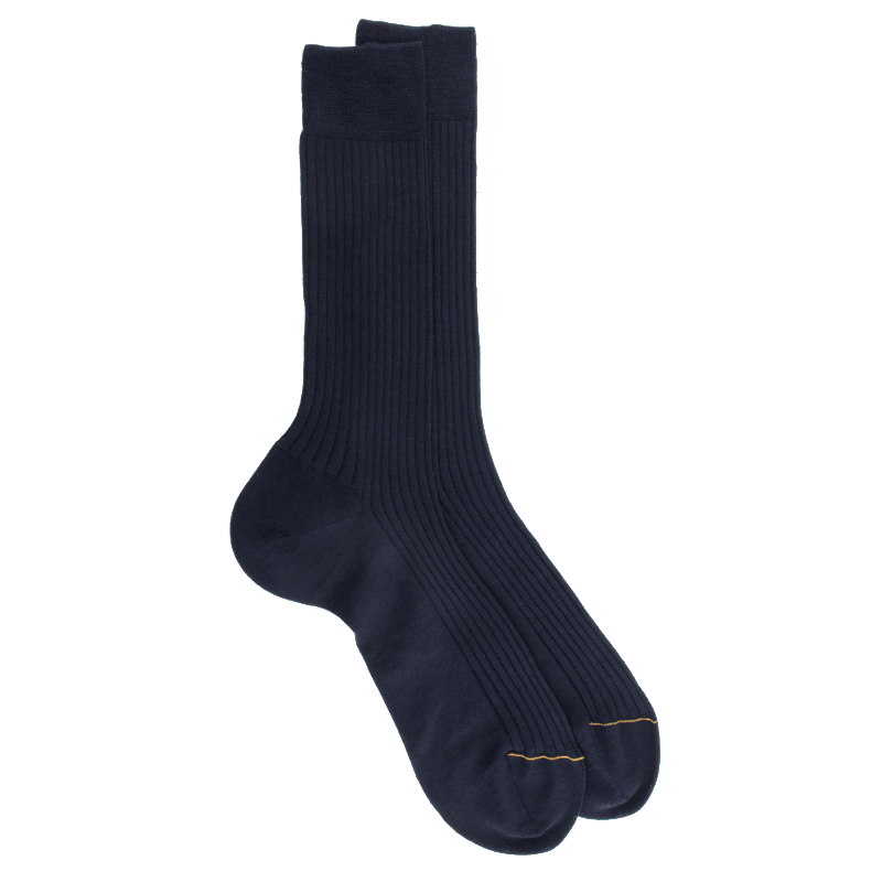 doré doré Chaussettes Homme luxe en laine mérinos extra fine - Bleu marine foncé