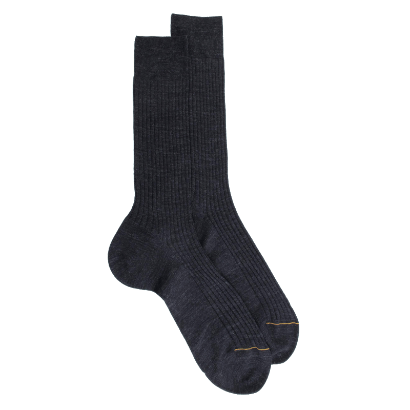 doré doré Chaussettes Homme luxe en laine mérinos extra fine - Gris