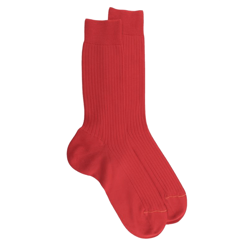doré doré Chaussettes homme luxe en pur coton égyptien - Rouge ponceau