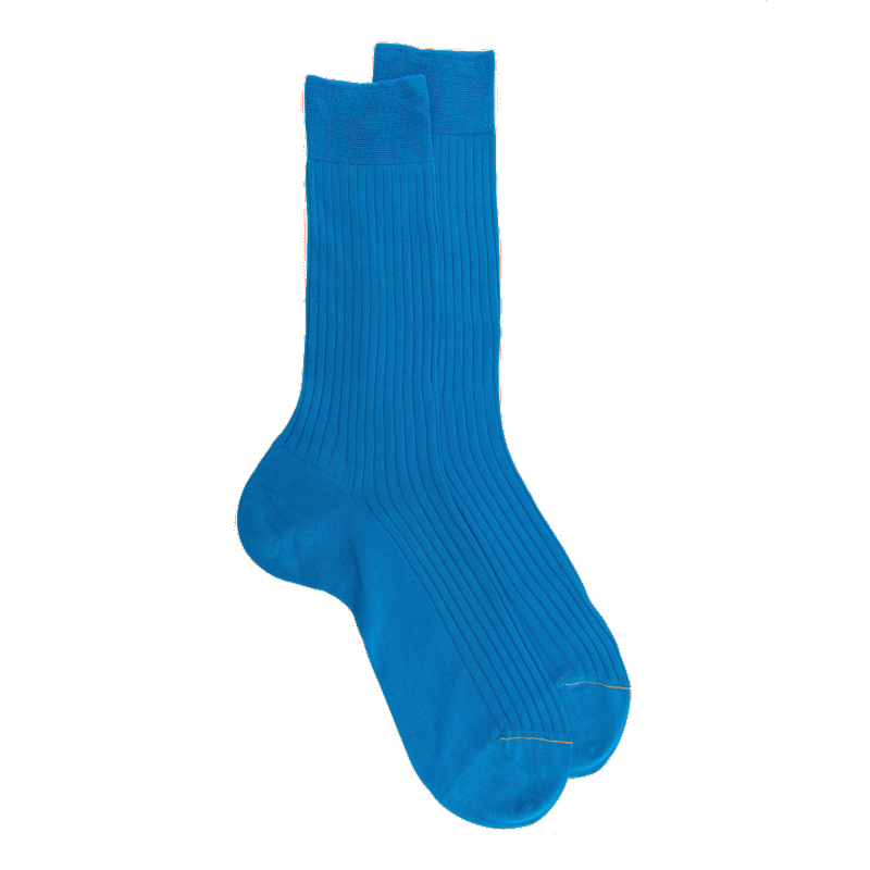 doré doré Chaussettes homme luxe en pur fil d'écosse extra fin - Bleu
