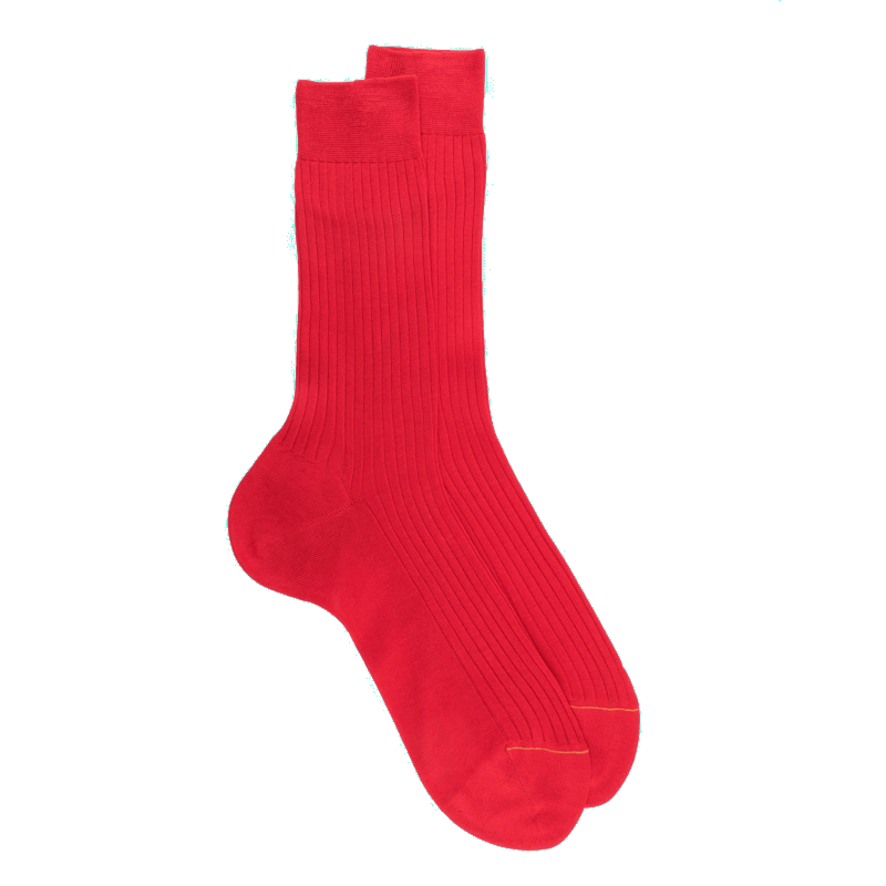 doré doré Chaussettes homme luxe en pur fil d'écosse extra fin - Rouge ponceau