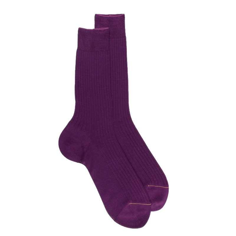 doré doré Chaussettes homme luxe en pur fil d'écosse extra fin - Violet quetsche