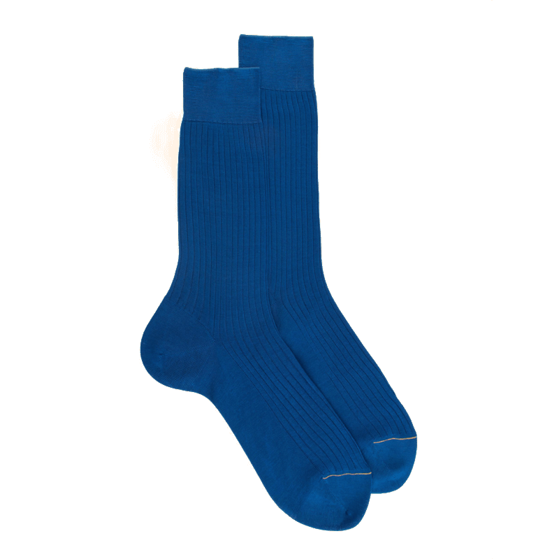 doré doré Chaussettes homme luxe en pur fil d'écosse extra fin - Bleu