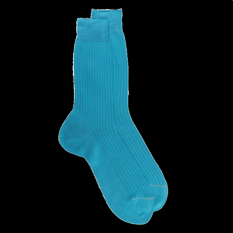 doré doré Chaussettes homme luxe en pur fil d'écosse extra fin - Bleu glacier