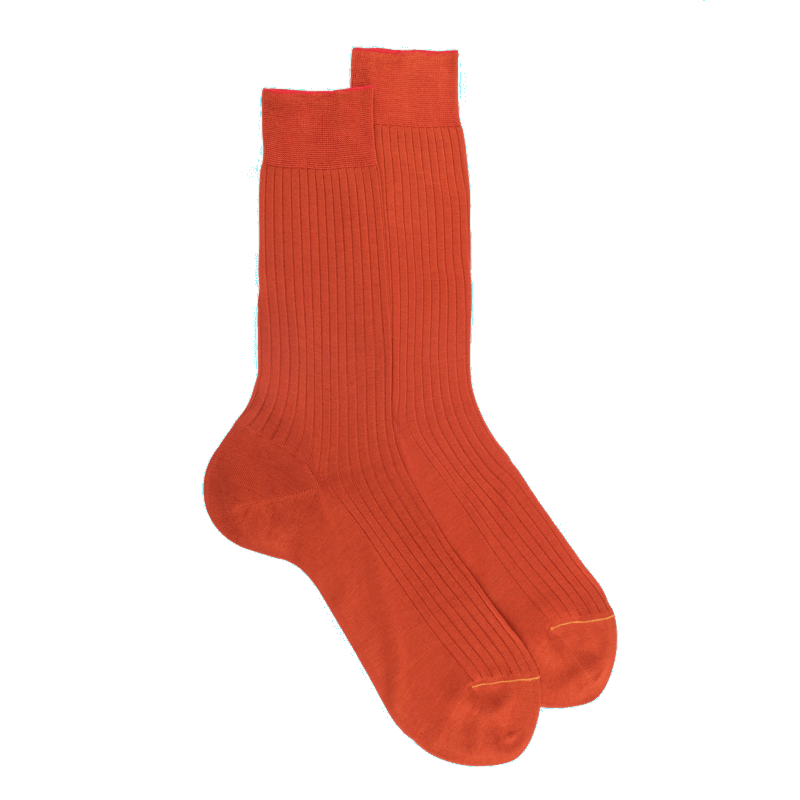 doré doré Chaussettes homme luxe en pur fil d'écosse extra fin - Cognac