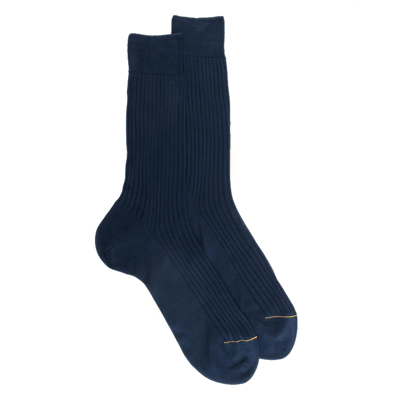 doré doré Chaussettes homme luxe en pur fil d'écosse extra fin - Bleu marine