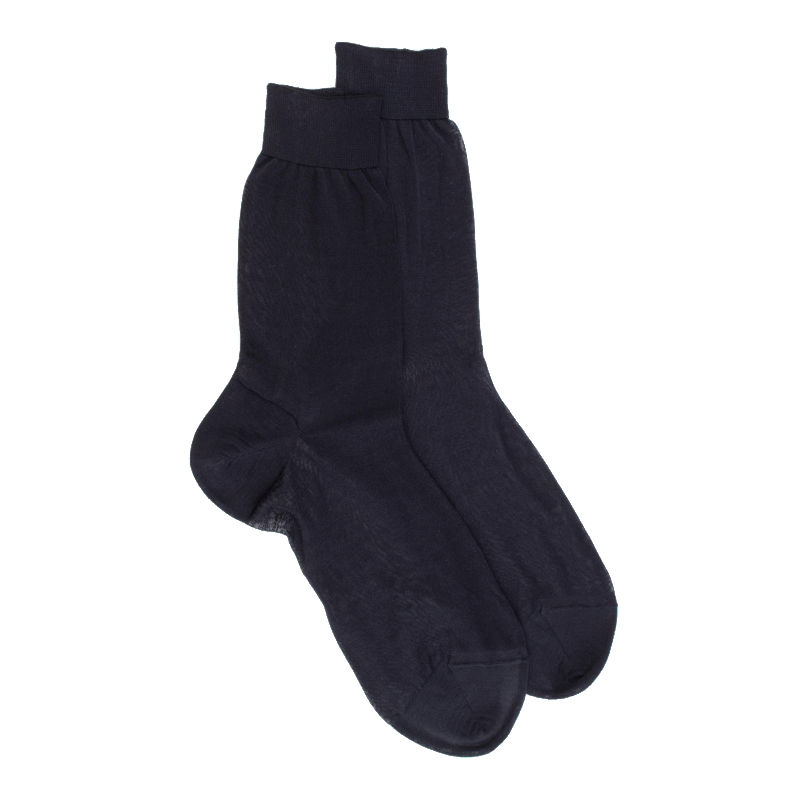 doré doré Chaussettes homme luxe en pure soie - Bleu marine