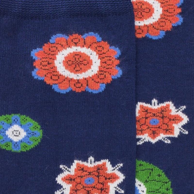 Doré Doré Chaussettes Homme Motif Mandala - Bleu Marine