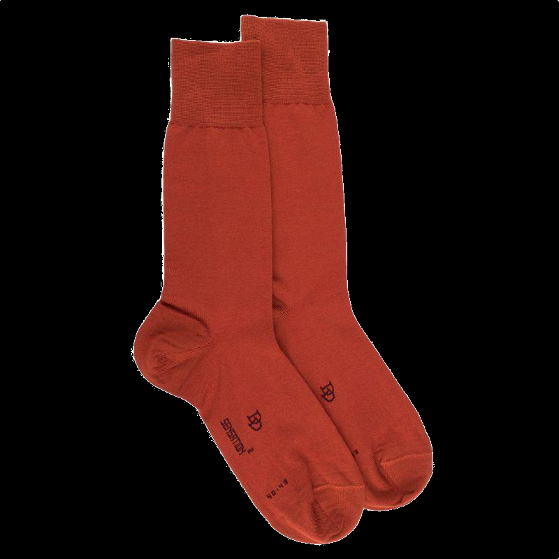 doré doré Chaussettes homme Sensation en laine mérinos & Coton égyptien - Brique