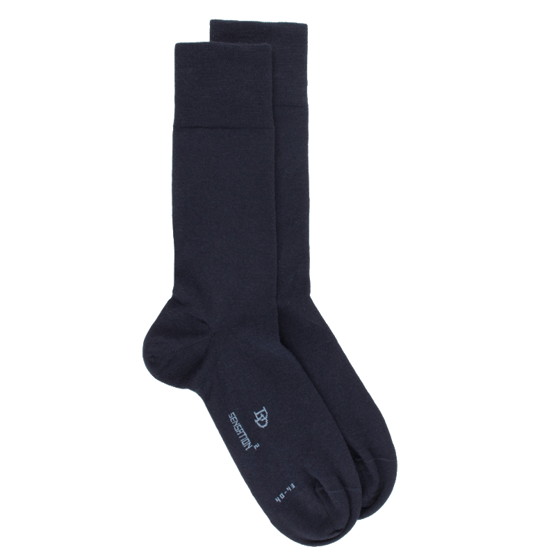 doré doré Chaussettes homme Sensation en laine mérinos & Coton égyptien - Bleu marine